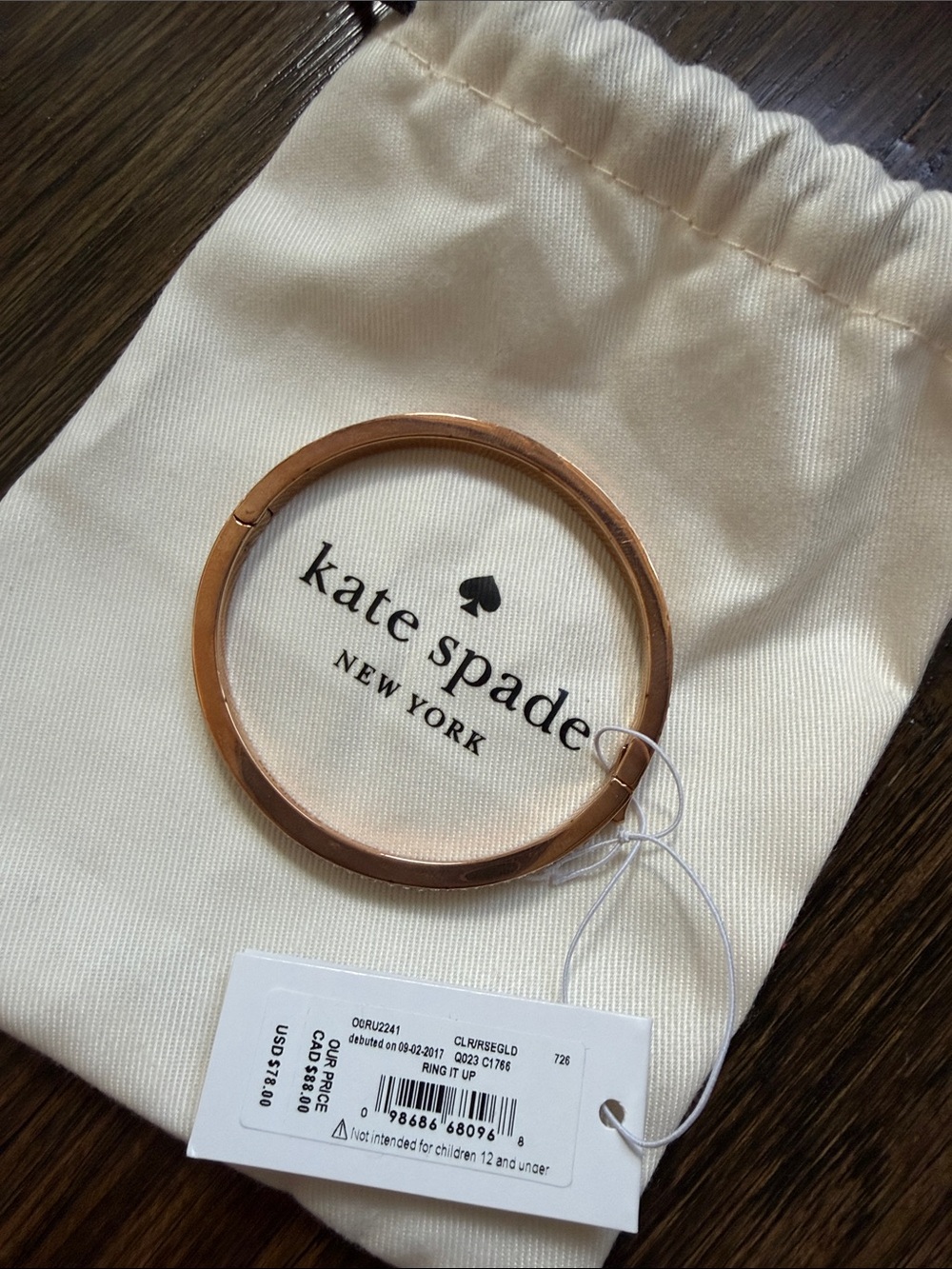 Kate Spade Rose Gold Crystal Pavé Bangle - Picture 2 of 4